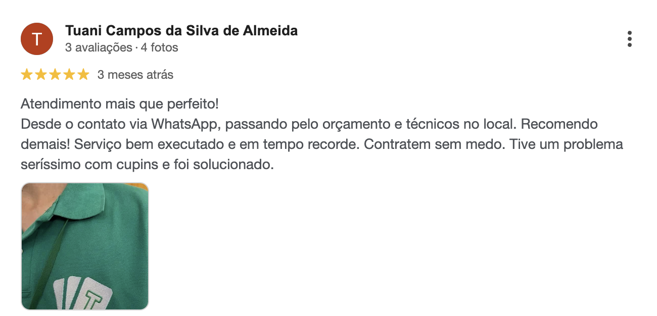 Avaliação 1 no Google