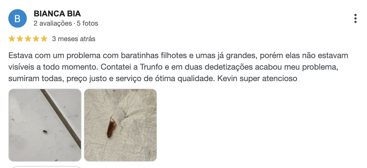 Avaliação 2 no Google