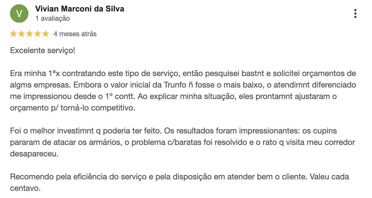 Avaliação 3 no Google