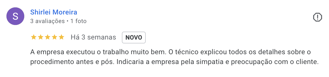 Avaliação 5 no Google